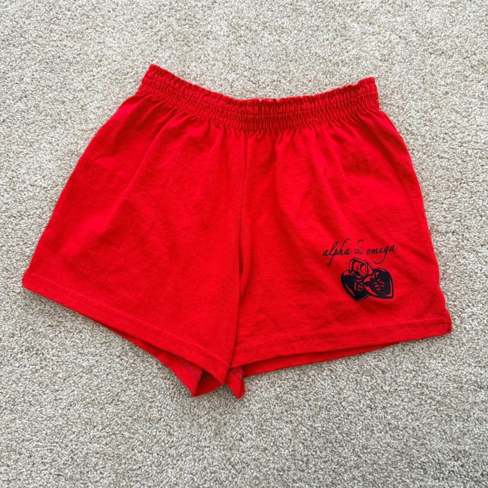 Augusta Sportswear Alpha Chi Omega Shorts Womens Small Red Jersey Athletic AXO